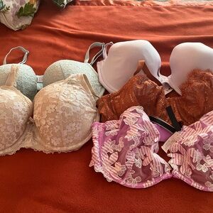 Victoria's Secret Lace Bra Collection - Cream, Pink, White, Brown